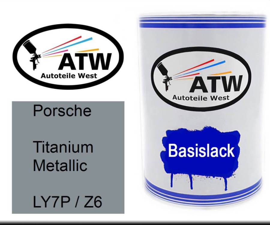 Porsche, Titanium Metallic, LY7P / Z6: 500ml Lackdose, von ATW Autoteile West.
